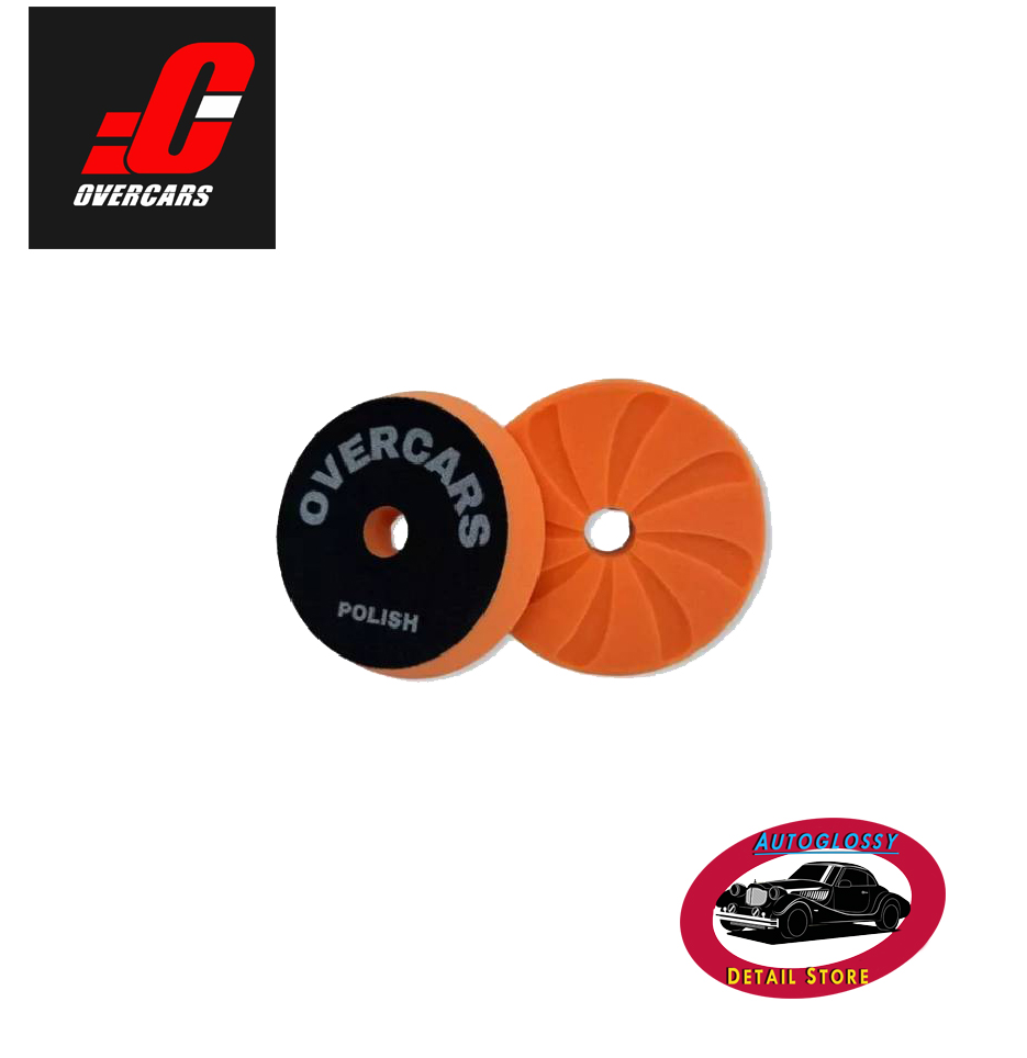 Overcars Pad Spiral 3 pulgadas naranja corte medio roto orbital.