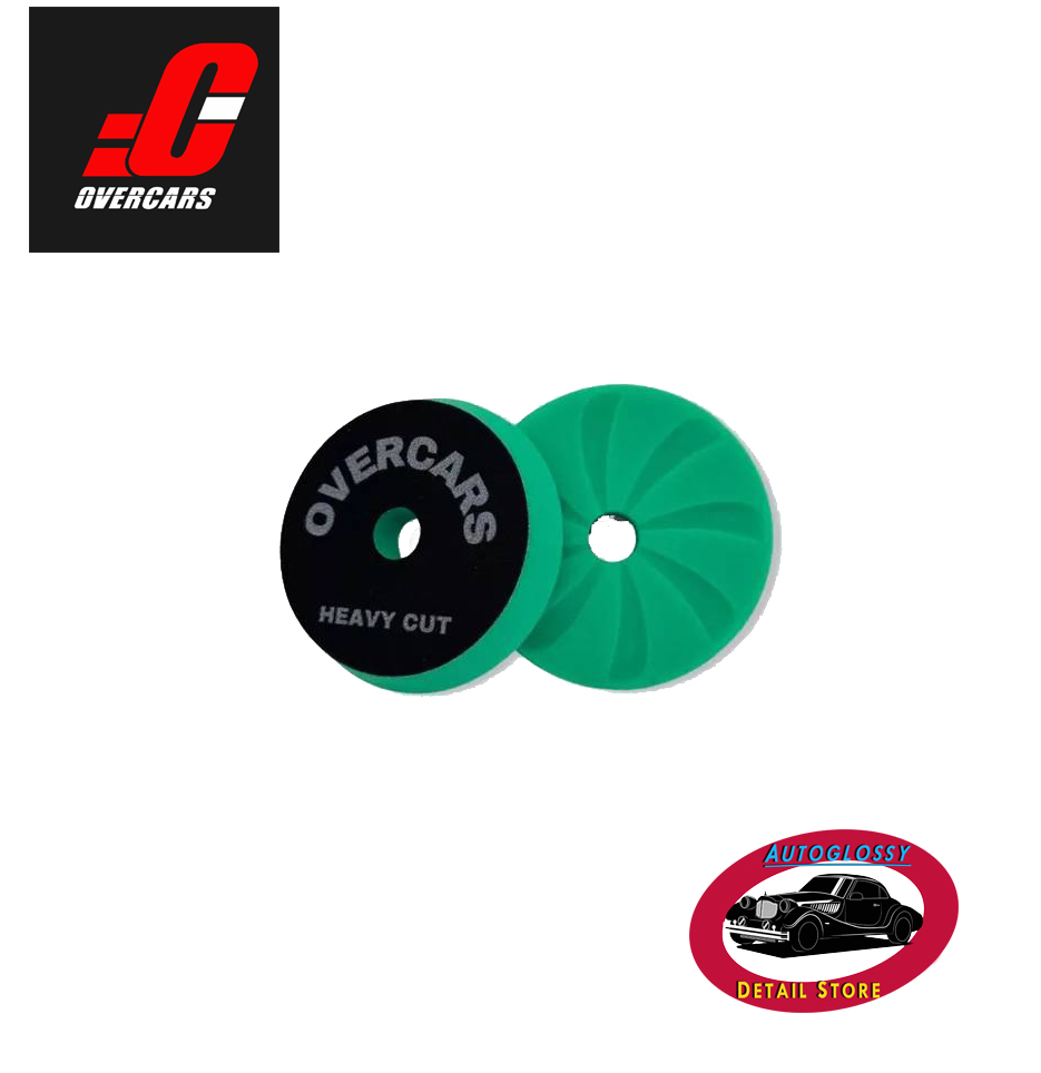 Overcars Pad Spiral 3 pulgadas verde corte alto roto orbital.